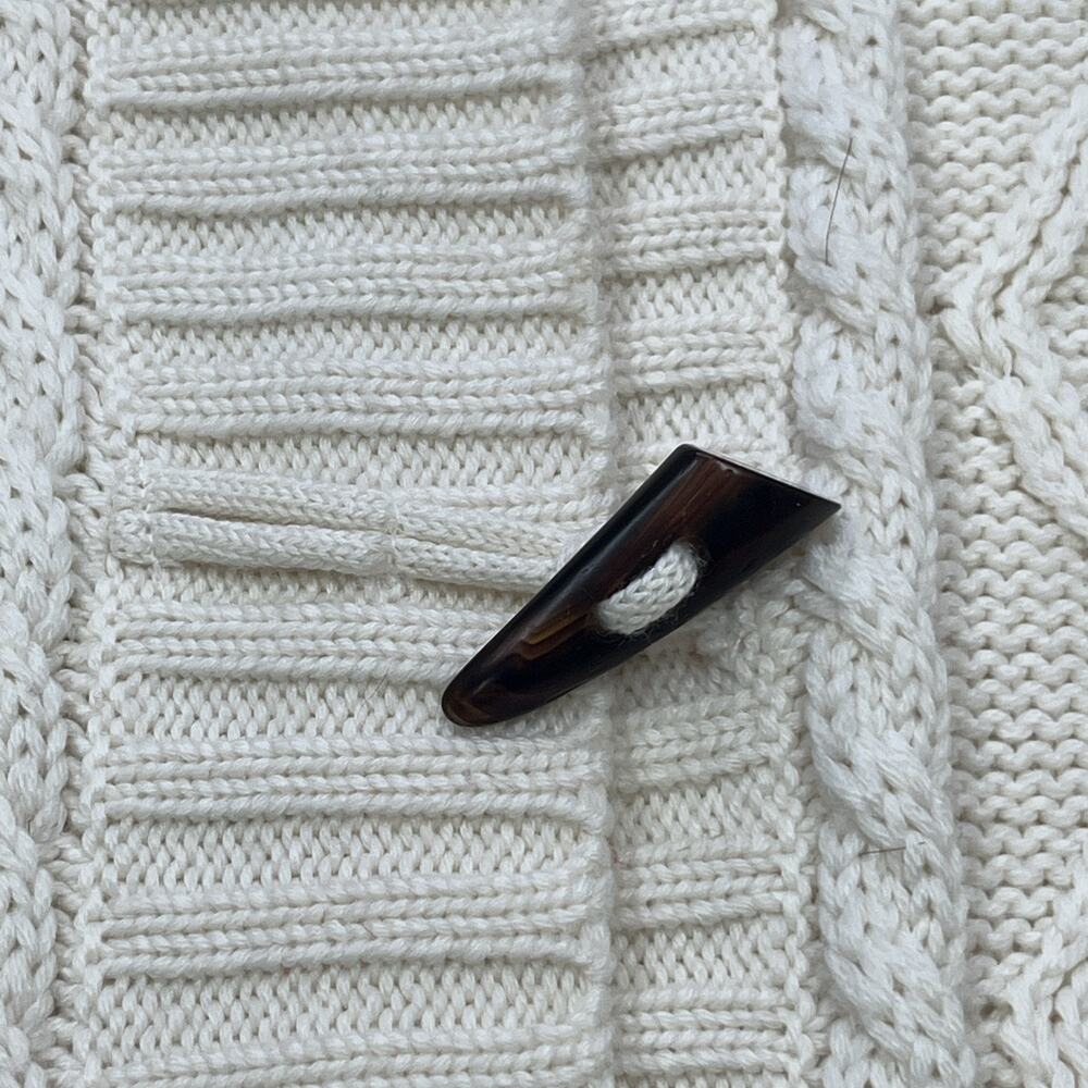LL Bean Wool Blend Cardigan Cable Knit Fisherman Toggle Button Size Medium - Picture 6 of 13